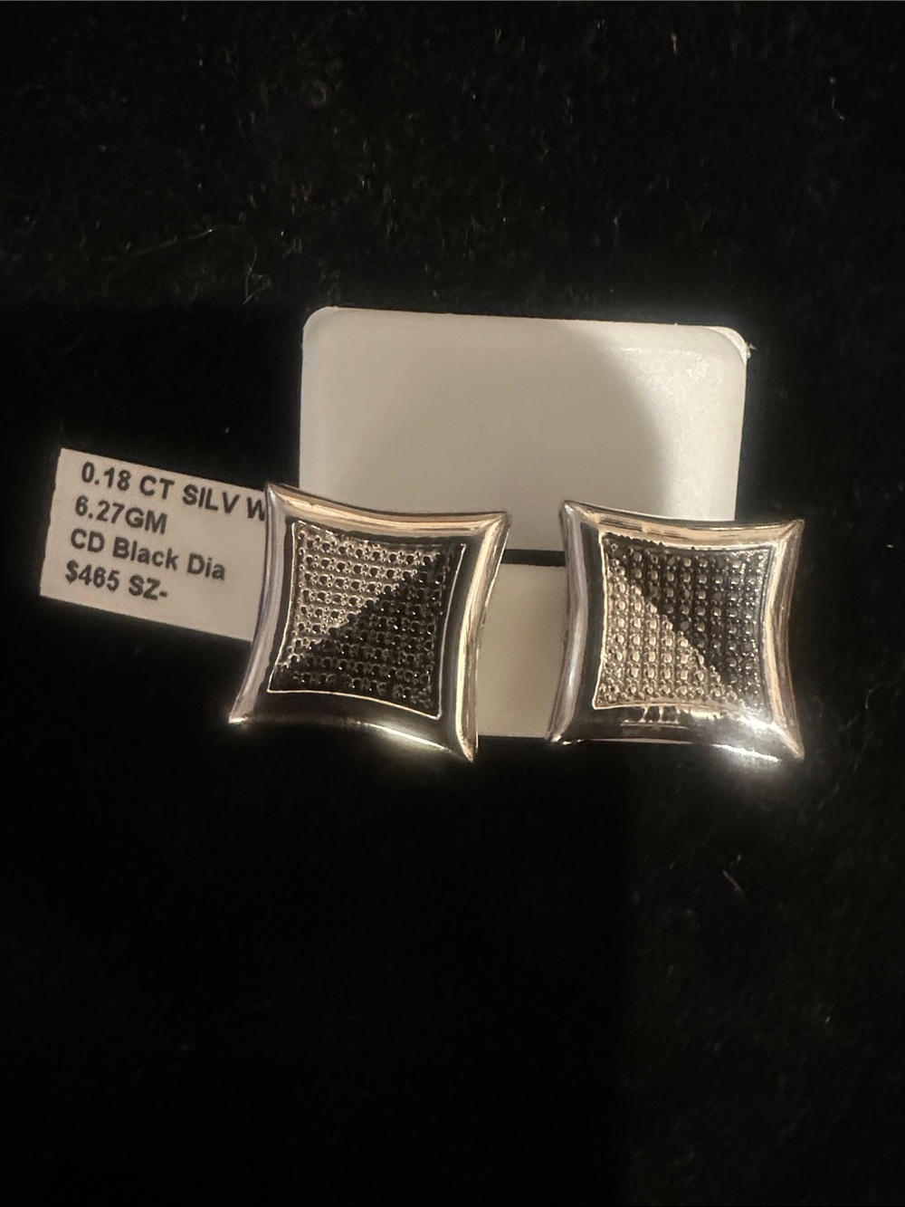 Sterling Silver Black Diamond Earrings